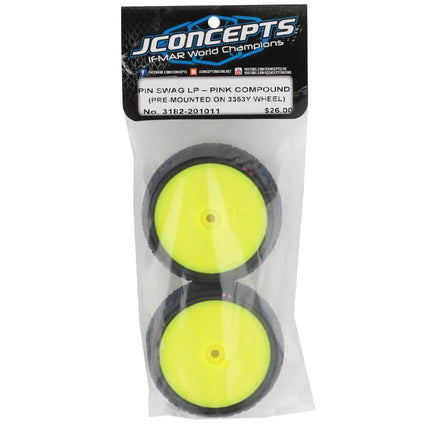 JConcepts Pin Swag 2.2" Pre-Mounted 4WD Front Buggy Carpet Tires (Yellow) (Pink)