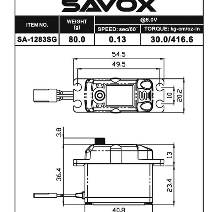 Savox Coreless Metal Case Digital Servo with Soft Start