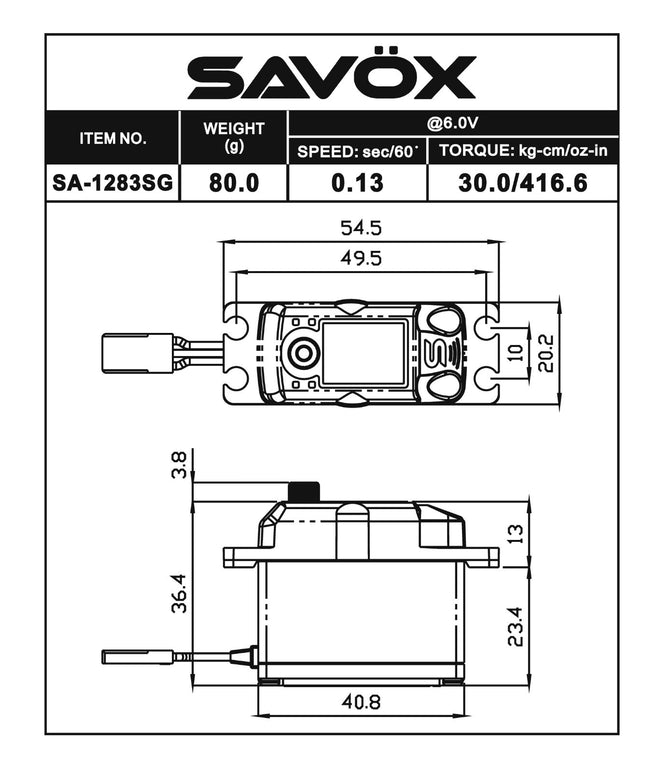 Savox Coreless Metal Case Digital Servo with Soft Start