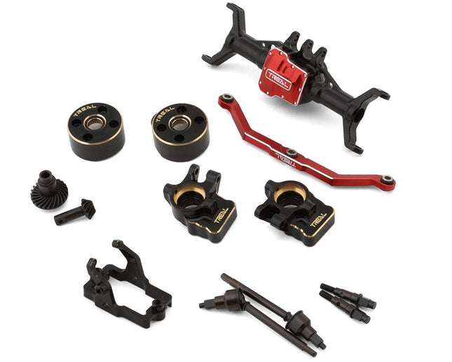 Treal Hobby Aluminum Front Portal Axle Set Traxxas TRX-4M Black w/Brass Covers