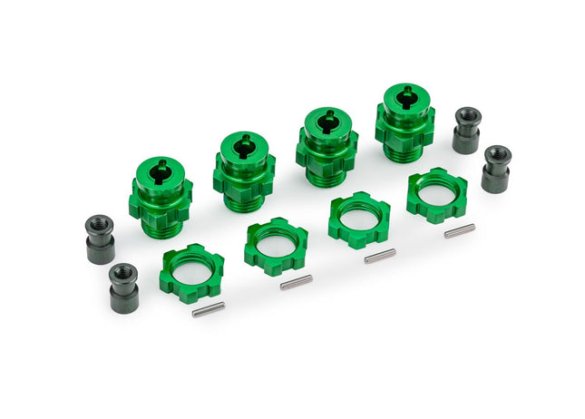 Traxxas 17 mm Green Aluminum Splined Hubs w/ Nuts (4) For Traxxas 4X4 1/10