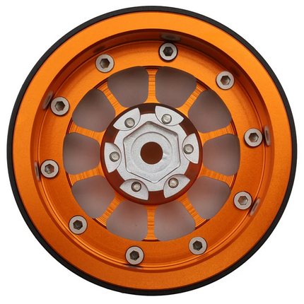 Treal Hobby 2.2" Type-A Aluminum 1/10 Rock Crawler Beadlock Wheels (Orange) (2)
