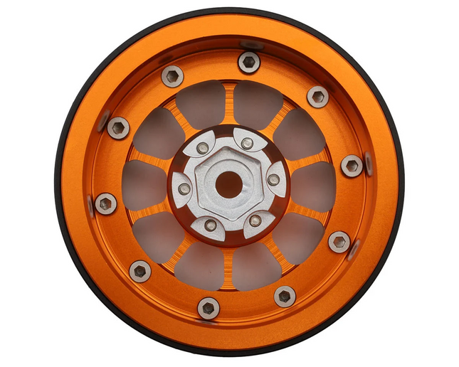 Treal Hobby 2.2" Type-A Aluminum 1/10 Rock Crawler Beadlock Wheels (Orange) (2)