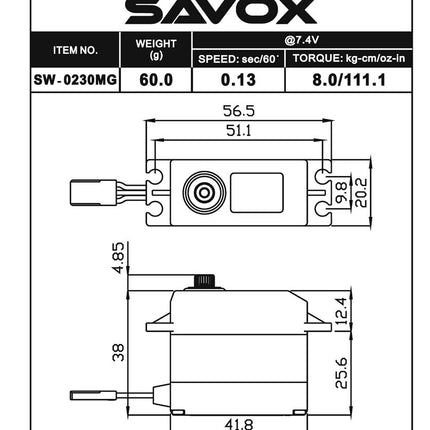 Savox Waterproof Standard Digital Servo w/Soft Start