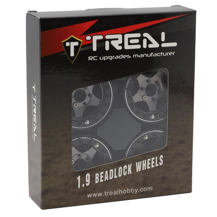 Treal Hobby Type E 1.9" Classic 5-Spoke Beadlock Wheels Black/Grey TLHTWHEEL39