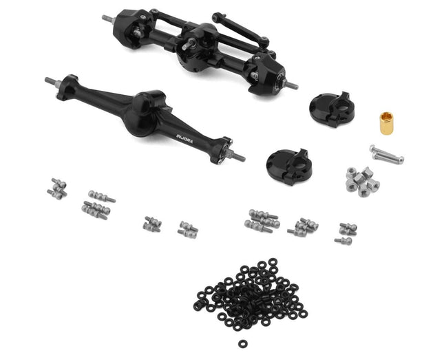 Injora Axial SCX30 +3mm Aluminum Front & Rear Planet Axles (Black) SCX30-25BKFR