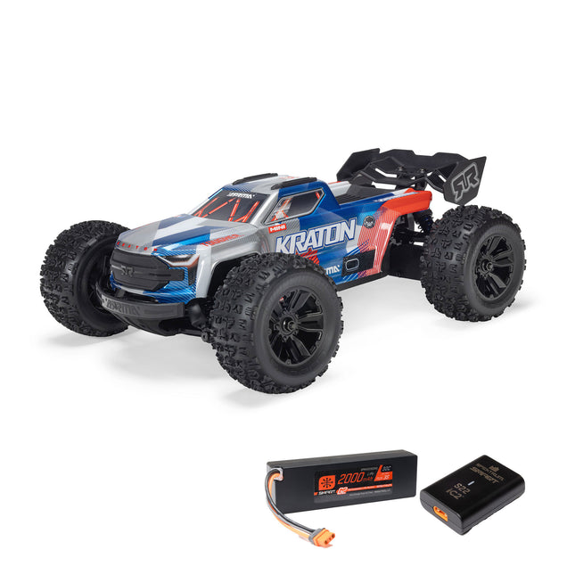 Arrma Mini Kraton 3S BLX 4X4 1/16 RTR Brushless Speed Monster Truck (Red/Blue) w/2.4GHz Radio, 3S LiPo Battery & Charger ARA2508ST1