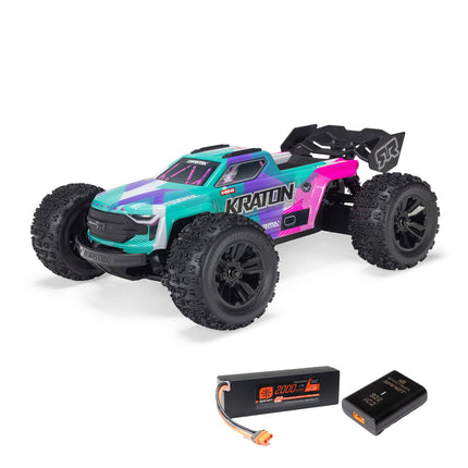 Arrma Mini Kraton 3S BLX 4X4 1/16 RTR Brushless Speed Monster Truck (Teal/Pink) w/2.4GHz Radio, 3S LiPo Battery & Charger ARA2508ST2