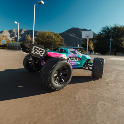 Arrma Mini Kraton 3S BLX 4X4 1/16 RTR Brushless Speed Monster Truck (Teal/Pink) w/2.4GHz Radio, 3S LiPo Battery & Charger ARA2508ST2