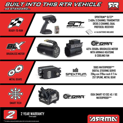 Arrma Mojave 6S BLX Brushless RTR 1/7 4WD RTR Desert Truck (Blue) w/2.4GHz Radio ARA7604V3T1