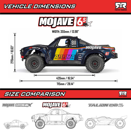 Arrma Mojave 6S BLX Brushless RTR 1/7 4WD RTR Desert Truck (Tan) w/2.4GHz Radio ARA7604V3T2