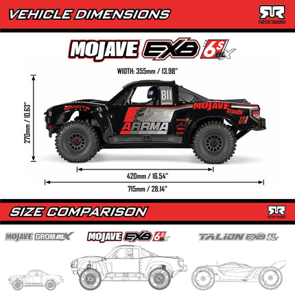 Arrma Mojave 6S EXB RTR Brushless 1/7 4WD Extreme Bash Desert Truck (Black/Red) w/2.4GHz Radio ARA7704V3T1