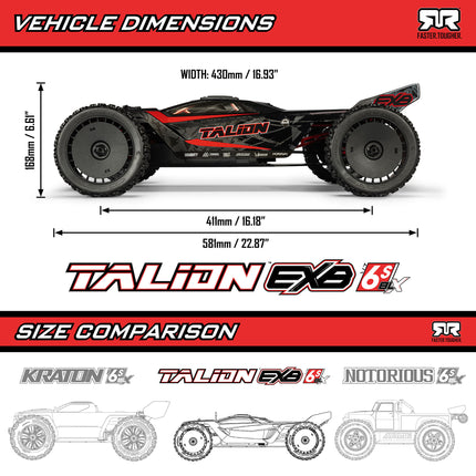 Arrma Talion 6S BLX EXB Brushless RTR 1/7 4WD Speed Truck (Black) w/SLT3 2.4GHz Transmitter ARA7707V6T1