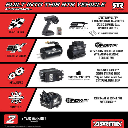 Arrma Talion 6S BLX EXB Brushless RTR 1/7 4WD Speed Truck (Black) w/SLT3 2.4GHz Transmitter ARA7707V6T1