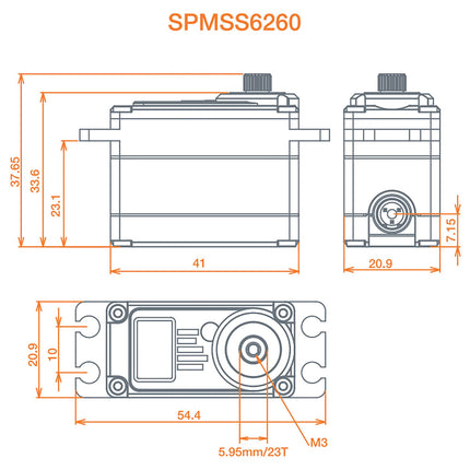 Spektrum RC S6260 Digital High Speed Low Profile Servo High Voltage SPMSS6260