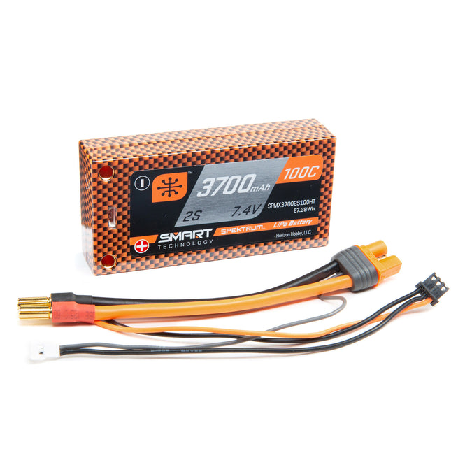 Spektrum RC 2S 100C Smart LiPo Shorty Pack Battery w/5mm Tubes SPMX37002S100HT