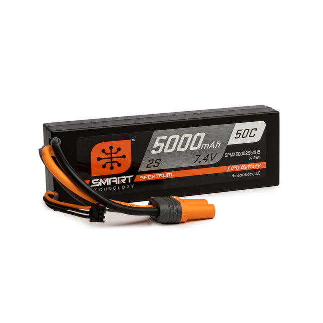 Spektrum RC 2S Smart LiPo Hard Case 50C Battery Pack w/IC5 7.4V/5000mAh SPMX50002S50H5
