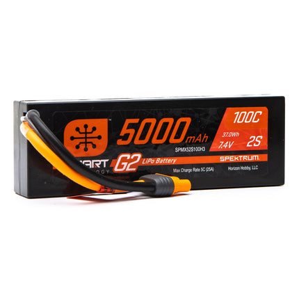 Spektrum RC 2S Smart G2 LiPo 100C Battery Pack 7.4V/5000mAh w/IC3 SPMX52S100H3