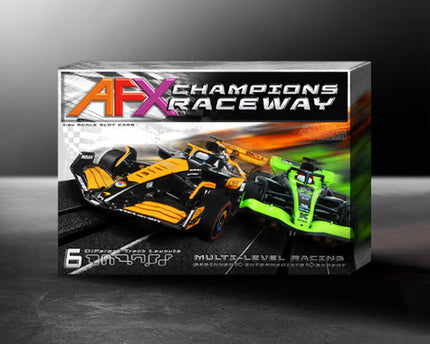 AFX Champions Raceway 2024 Formula Slot Car Track Set w/Two 2024 Formula Cars (LWB) (Mega G+) AFX22122