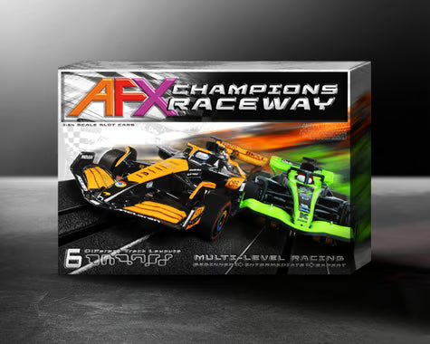 AFX Champions Raceway 2024 Formula Slot Car Track Set w/Two 2024 Formula Cars (LWB) (Mega G+) AFX22122