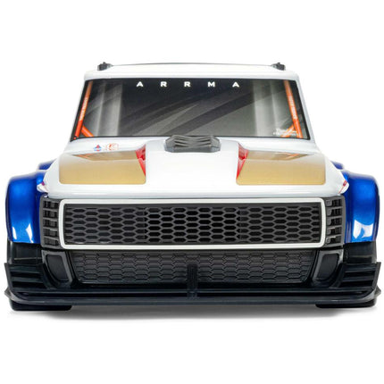 Arrma Infraction Grom 3S BLX 1/12 4WD RTR Brushless Street Bash Truck (White/Blue) w/2.4GHz Radio & DSC ARA2315T1