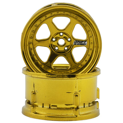 DS Racing Drift Element 6 Spoke Drift Wheels (Gold Chrome) (2) (Adjustable Offset) w/12mm Hex DS-DE-231