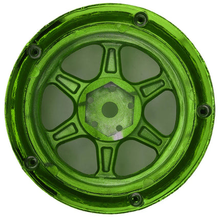 DS Racing Drift Element 6 Spoke Drift Wheels (Green Chrome) (2) (Adjustable Offset) w/12mm Hex DS-DE-232