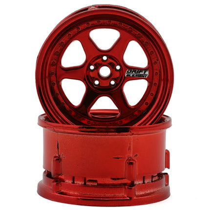 DS Racing DS-DE-233 Drift Element 6 Spoke Drift Wheels (Red Chrome) (2) (Adjustable Offset) w/12mm Hex DSC-DE-233