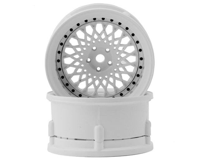 DS Racing DS-DE-302 Drift Element Mesh Drift Wheels (Triple White w/Black Rivets) (2) (Adjustable Offset) w/12mm Hex DSC-DE-302
