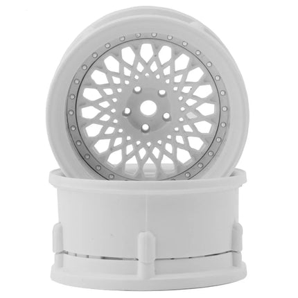 DS Racing DS-DE-303 Drift Element Mesh Drift Wheels (Triple White w/Silver Rivets) (2) (Adjustable Offset) w/12mm Hex DSC-DE-303