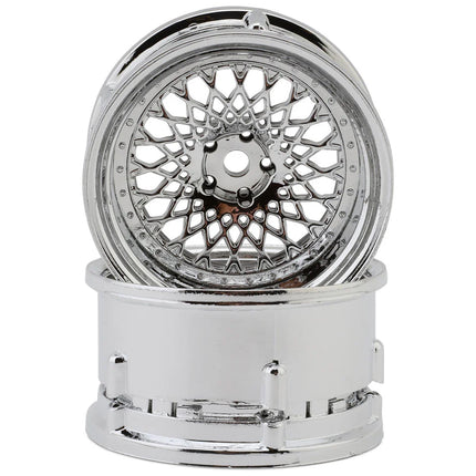 DS Racing DS-DE-308 Element Mesh 1/10 Drift Wheels (Tri Chrome) (2) (Adjustable Offset) w/12mm Hex DSC-DE-308