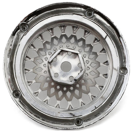 DS Racing DS-DE-309 Element Mesh 1/10 Drift Wheels (Tri Chrome w/Gold Rivets) (2) (Adjustable Offset) w/12mm Hex DSC-DE-309