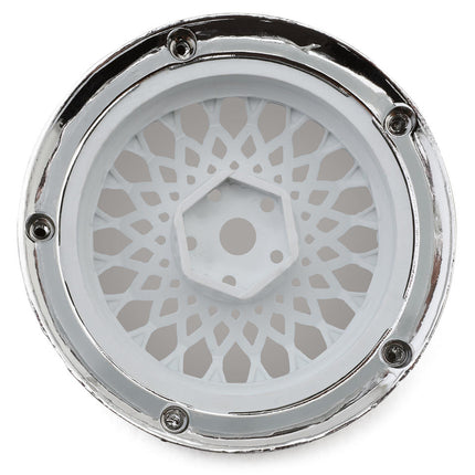 DS Racing DS-DE-311 Element Mesh 1/10 Drift Wheels (White w/Chrome Lip & Gold Rivets) (2) (Adjustable Offset) w/12mm Hex DSC-DE-311
