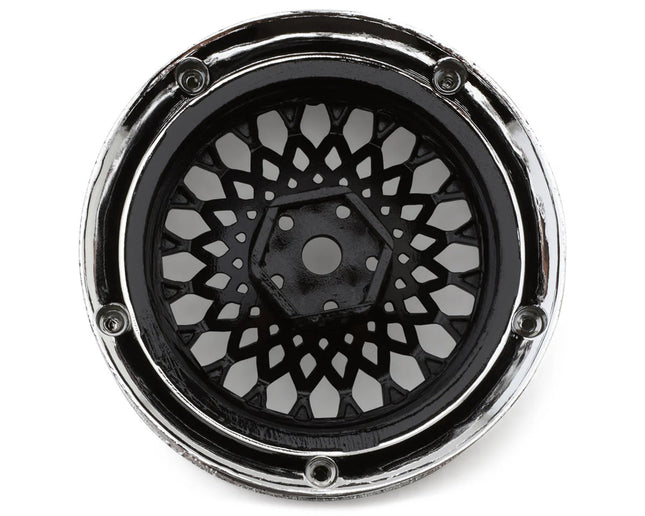 DS Racing DS-DE-312 Element Mesh 1/10 Drift Wheels (Black w/Chrome Lip) (2) (Adjustable Offset) w/12mm Hex DSC-DE-312