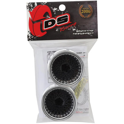DS Racing DS-DE-312 Element Mesh 1/10 Drift Wheels (Black w/Chrome Lip) (2) (Adjustable Offset) w/12mm Hex DSC-DE-312