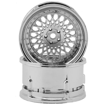 DS Racing DS-DE-315 Element Mesh 1/10 Drift Wheels (Silver w/Chrome Lip) (2) (Adjustable Offset) w/12mm Hex DSC-DE-315
