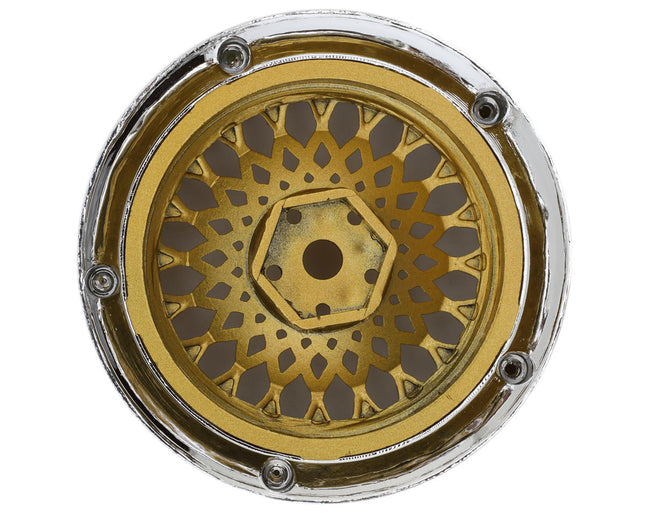 DS Racing DS-DE-317 Element Mesh 1/10 Drift Wheels (Gold w/Chrome Lip) (2) (Adjustable Offset) w/12mm Hex DSC-DE-317