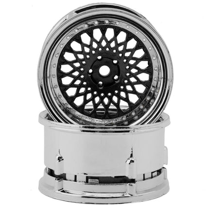 DS Racing DS-DE-319 Element Mesh 1/10 Drift Wheels (Gunmetal w/Chrome Lip) (2) (Adjustable Offset) w/12mm Hex DSC-DE-319