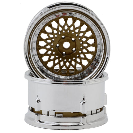 DS Racing DS-DE-321 Element Mesh 1/10 Drift Wheels (Bronze w/Chrome Lip) (2) (Adjustable Offset) w/12mm Hex DSC-DE-321
