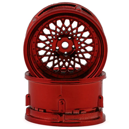 DS Racing Element Mesh 1/10 Drift Wheels (Red Chrome) (2) (Adjustable Offset) w/12mm Hex DS-DE-333