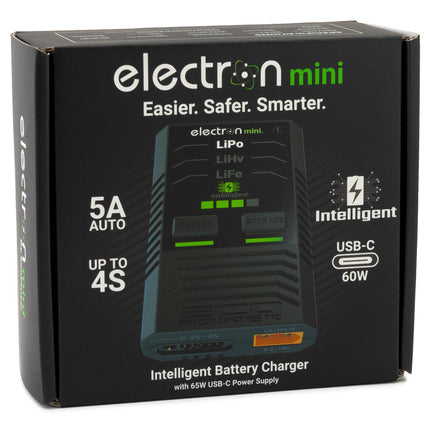 EcoPower "Electron Mini" 2-4S Intelligent LiPo/LiHV/LiFe Battery Charger (2-4S/5A/60W) w/65W USB-C PD Power Supply ECP-1007
