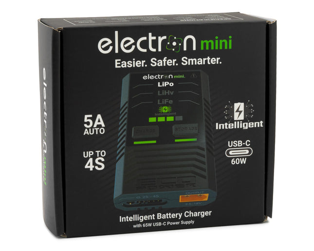 EcoPower "Electron Mini" 2-4S Intelligent LiPo/LiHV/LiFe Battery Charger (2-4S/5A/60W) w/65W USB-C PD Power Supply ECP-1007