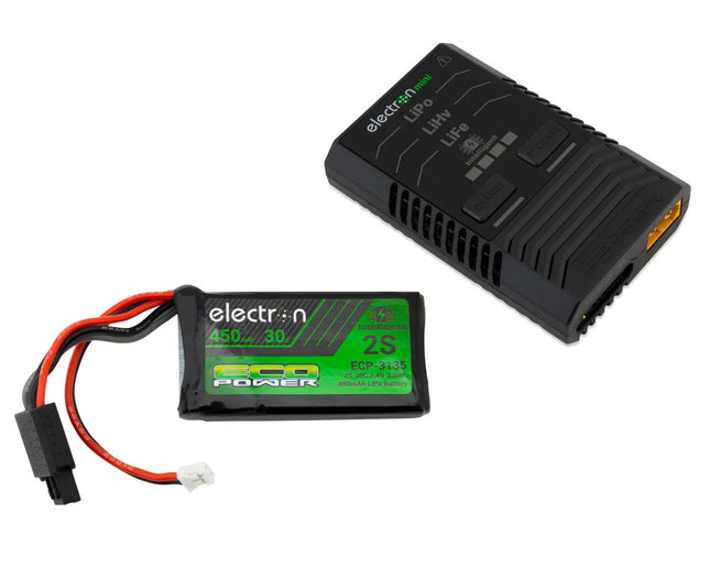 EcoPower Intelligent 2S 450mAh PH2.0 LiPo Battery/"Electron Mini" Charger Bundle (SCX24 & Other Mini Crawlers) ECP-1008