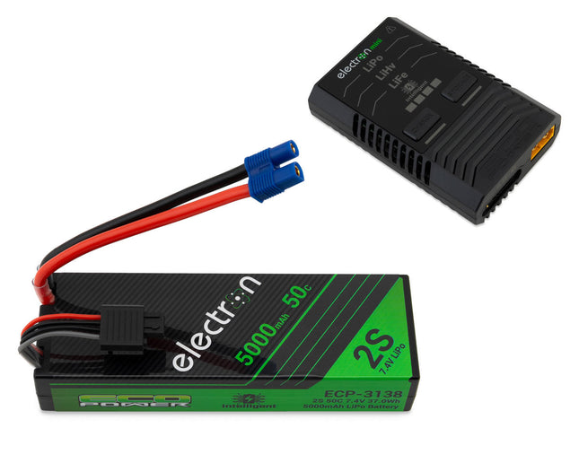 EcoPower Intelligent 2S 5000mAh EC3 LiPo Battery/"Electron Mini" Charger Bundle (ARRMA™/Axial™/Losi™ & Other 1/10 vehicles) ECP-1011