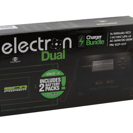 EcoPower Intelligent 2x2S 5000mAh EC5 LiPo Batteries/"Electron Dual" Charger Bundle (7.4V/100C) (AC-300W) (DC-350W x2) ECP-1017