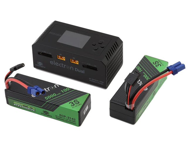 EcoPower Intelligent 2x3S 5000mAh EC5 LiPo Batteries/"Electron Dual" Charger Bundle (11.1V/100C) (AC-300W) (DC-350W x2) ECP-1018