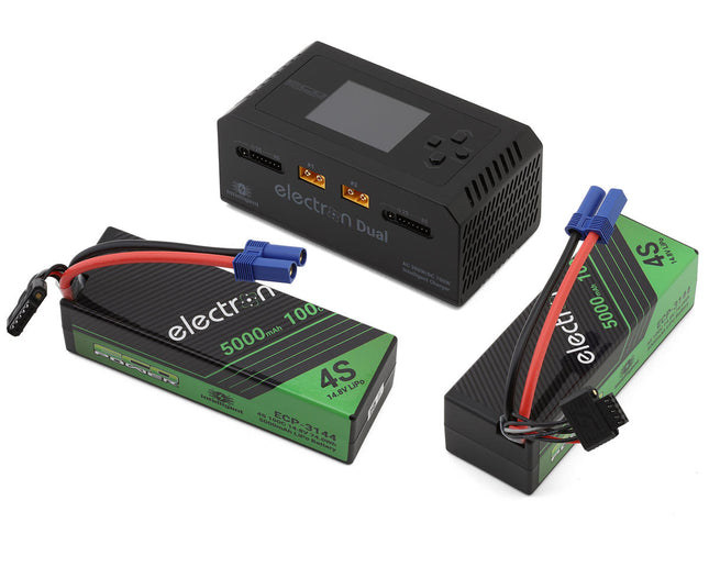 EcoPower Intelligent 2x4S 5000mAh EC5 LiPo Batteries/"Electron Dual" Charger Bundle (14.8V/100C) (AC-300W) (DC-350W x2) ECP-1019