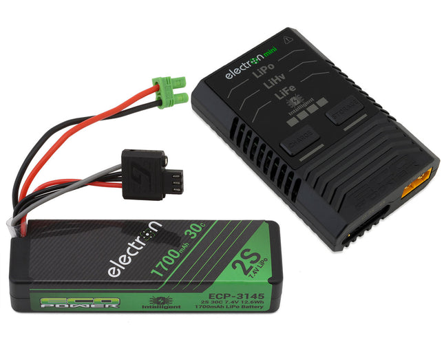 EcoPower Intelligent 2S 1700mAh EC2 LiPo Battery/"Electron Mini" Charger Bundle (Losi™ Nascar/Arrma™ Grom Granite, Typhon, Mojave) ECP-1020