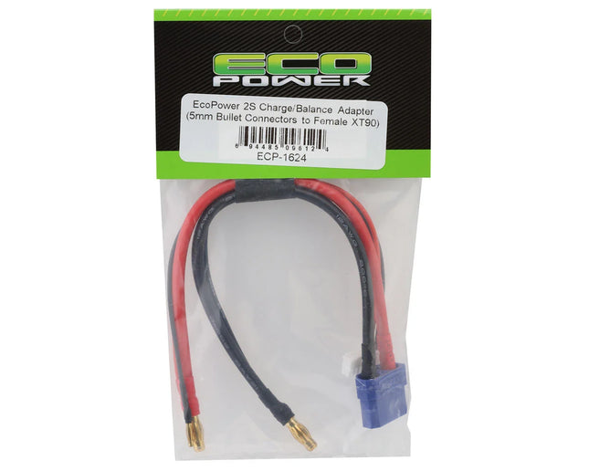 EcoPower 2S Charge/Balance Charge Lead Adapter (5mm Male Bullets to Female XT90) (12AWG) (7-Pin XH Balance Plug) ECP1624