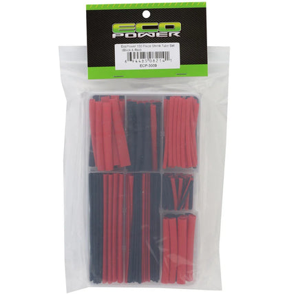 EcoPower Heat Shrink Tubes w/Plastic Case (Black & Red) (150) ECP3009